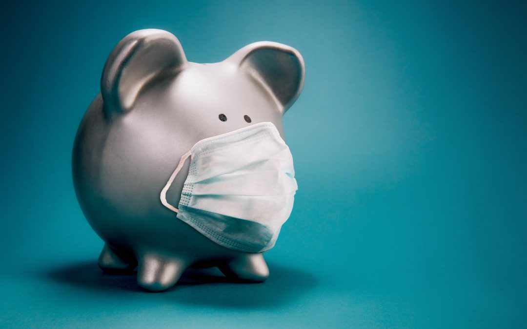 piggy bank with mask on - saving money during the pandemic finance educational gamestop