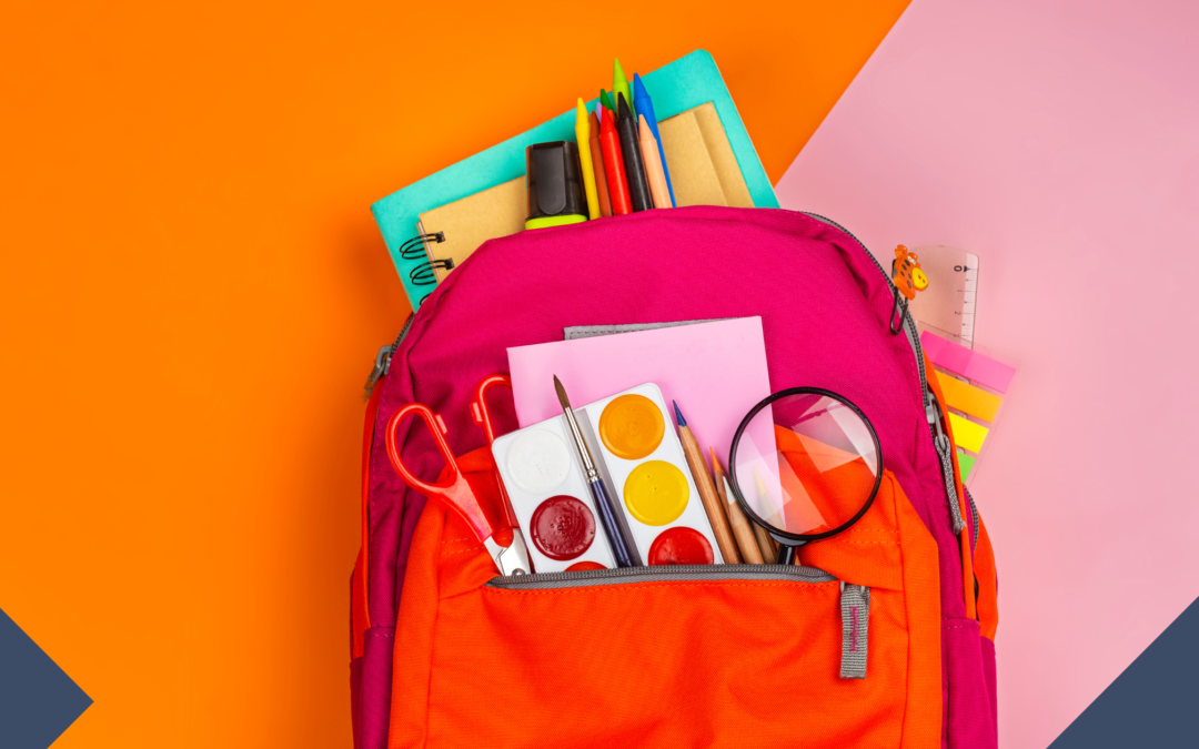 photo of backpack with school supplies for Back to school digital trends advertising